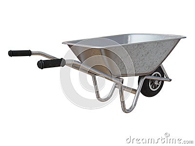 New Garden Metal Wheelbarrow Cart Isolated on White Stock Photo